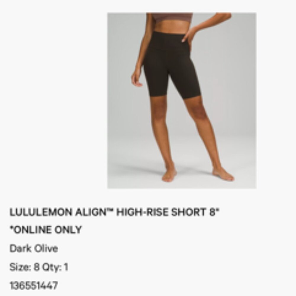Lululemon Align High Rise Short 8 inches